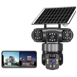 360° Panoramic Triple-Lens Security Camera – Wireless Smart WiFi Solar-Powered PTZ Camera